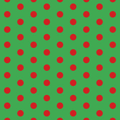 Red and Green Polka Dots Seamless Background