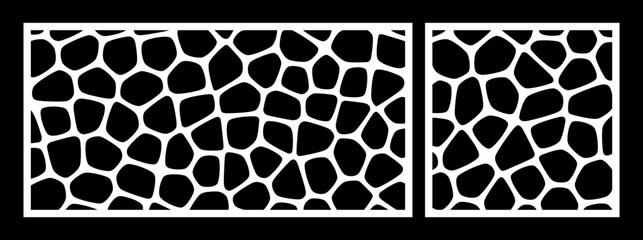 Laser cutting template for decorative panel. Abstract voronoi pattern with roubded cells. Vector illustration.