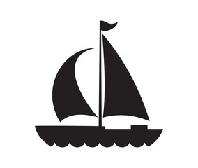 sailing boat icon vector isolated on white
