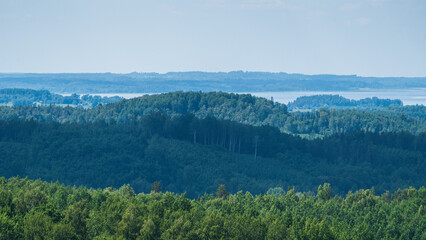 Fototapeta premium Aerial view of Razna lake in sunny summer day, Latvia.