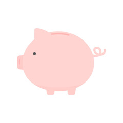 ピンク色のかわいいの豚の貯金箱のイラスト