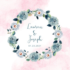 rustic blue floral watercolor wreath