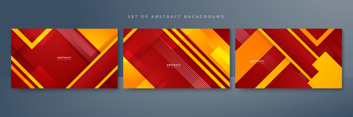 Naklejka premium Set of red yellow and orange abstract background. Abstract background with modern trendy fresh color for presentation design, flyer, social media cover, web banner, tech banner