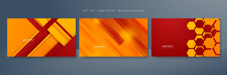 Set of red yellow and orange abstract background. Abstract background with modern trendy fresh color for presentation design, flyer, social media cover, web banner, tech banner