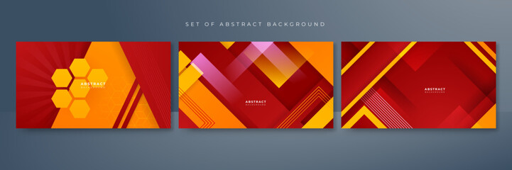 Fototapeta premium Set of red yellow and orange abstract background. Abstract background with modern trendy fresh color for presentation design, flyer, social media cover, web banner, tech banner