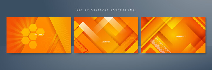 Set of abstract background with orange and yellow gradient color.Abstract background with modern trendy fresh color for presentation design, flyer, social media cover, web banner, tech banner