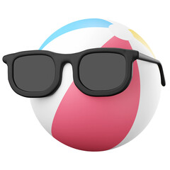 3d illustration beach ball with sunglasses