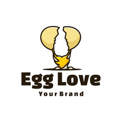 cute egg love logo illustration