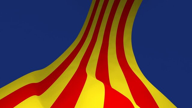 3D Endless waving flag of Catalonia Country  concept seamless infinite loop background with alpha mask