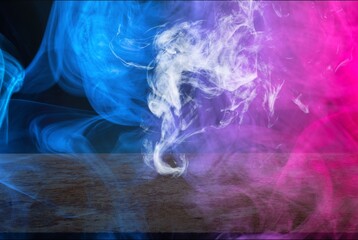 Neon atmospheric smoke, abstract dark background