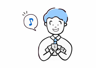 お金がたまってきて嬉しい男性