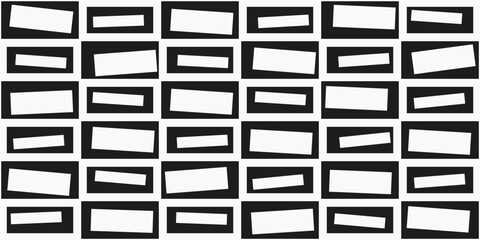 Black and white decorative rectangles alternate in a checkerboard pattern. Print and interior decoration design solution. Pattern for print.