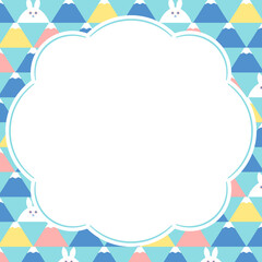 富士山とウサギのジオメトリック模様のレーム・背景素材（正方形）