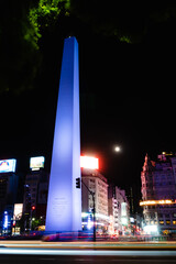 27.07.2022 obelisk Buenos aires argentina at night, long exposure. vertical photo