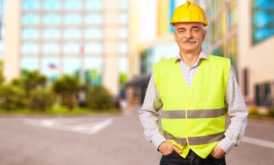 A young worker wearing protective wear outdoor