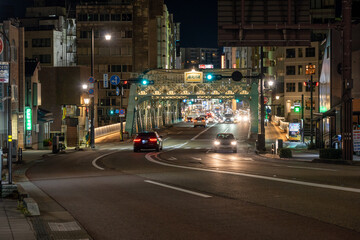 金沢観光・ライトアップされた犀川大橋