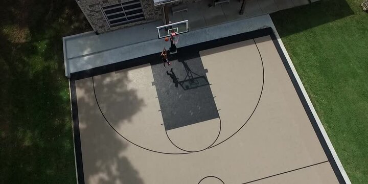 Drone Shot of a basketball layup
