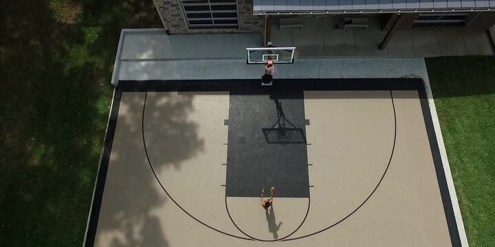 Drone Shot reveals teen shooting a free throw