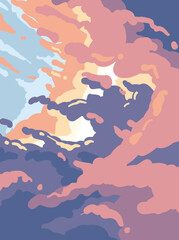 Colorful sky vectors with art style