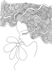 black and white Beauty Hair Pattern Design vector drawing	