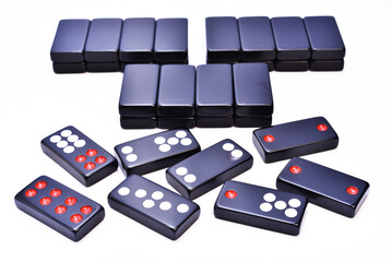 Chinese dominoes on white background.          