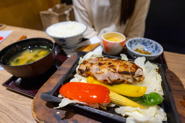 Teriyaki chicken set in restaurant