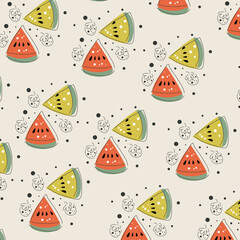 Red and yellow watermelon pattern vector
