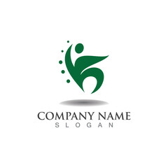 People leaf logo abstract nature design Vector Image template