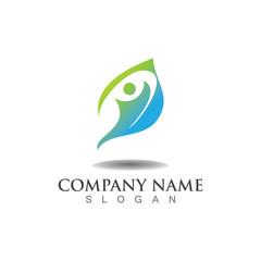 People leaf logo abstract nature design Vector Image template