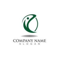 People leaf logo abstract nature design Vector Image template