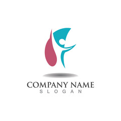 People leaf logo abstract nature design Vector Image template