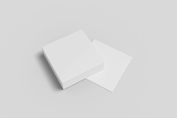 Realistic blank square card illustration for mockup. 3D Render.