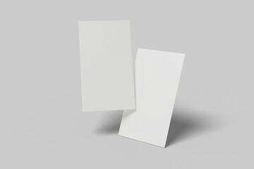 Realistic blank vertical card illustration for mockup. 3D Render.