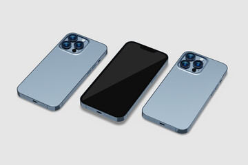 Realistic blank phone max illustration for mockup. 3D Render.