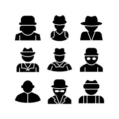 detective man icon or logo isolated sign symbol vector illustration - high quality black style vector icons
