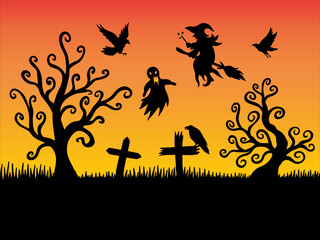 Halloween Silhouette Background Illustration
