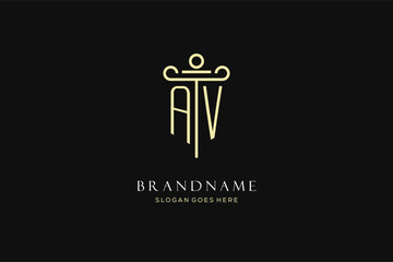 Luxury modern monogram AV logo for law firm with pillar icon design style - obrazy, fototapety, plakaty