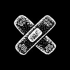 Adhesive Plaster Black Dotwork. Vector Illustration of Hand Drawn Objects.