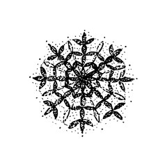 Snowflake Winter Dotwork. Vector Illustration of Hand Drawn Objects.