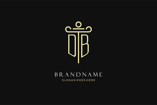 Luxury modern monogram DB logo for law firm with pillar icon design style