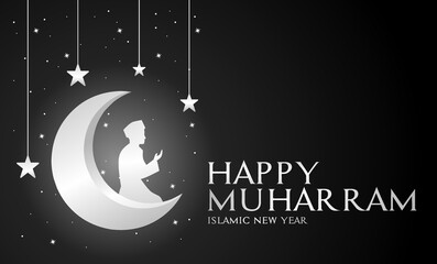 Happy Muharram islamic new year theme vector illustration. 