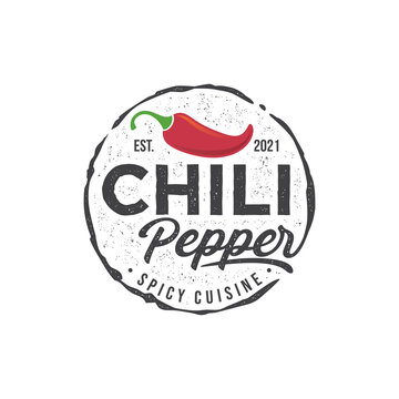 Chili Pepper Spicy Restaurant Logo Design Vector illustration