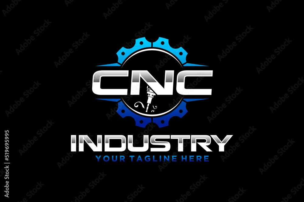 Wall mural CNC Lathe machine Logo Computer Numerical Control modern 3D cutting technology design manufacturing industry cutting 