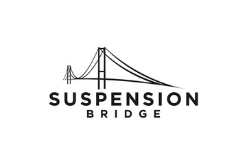 Suspension bridge logo design golden gate building invesment company modern minimalist silhouette symbol - obrazy, fototapety, plakaty