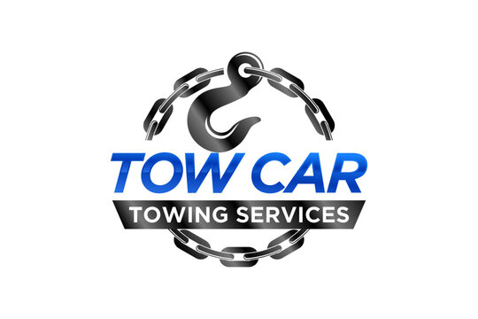 Towing car evacuation logo hook chain design winch truck rescue emergency accident service