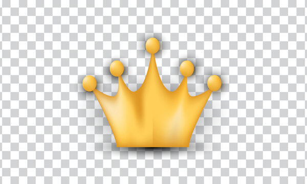 unique 3d yellow crown icon design isolated on transparant background.Trendy and modern vector in 3d style.