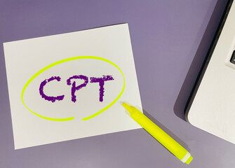 CPT text on purple background