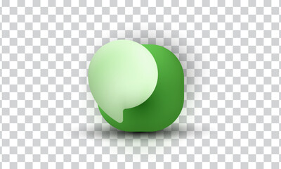 unique creative 3d minimal cartoon green bubble icon isolated on transparant background.Trendy and modern vector in 3d style.