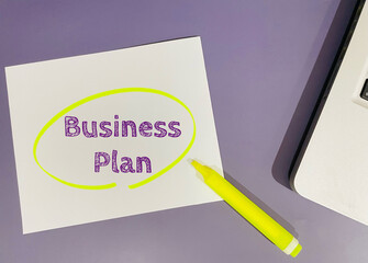 business plan text on purple background