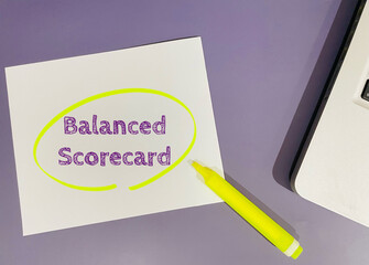balance scorecard text on purple background
